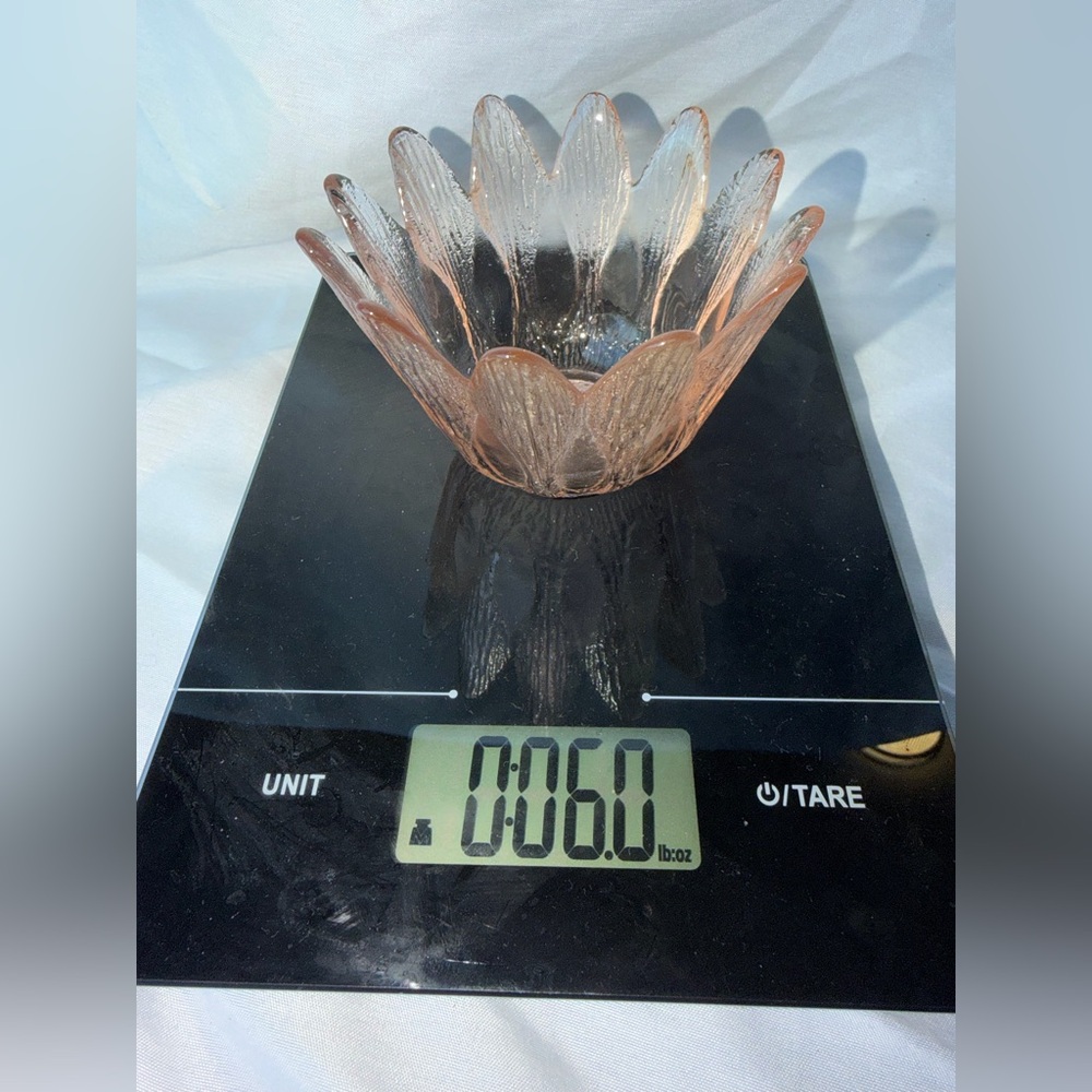 Vintage Pink Textured Glass Lotus Flower Bowl – 3" Petal Candy Dish - Picture 6 of 6